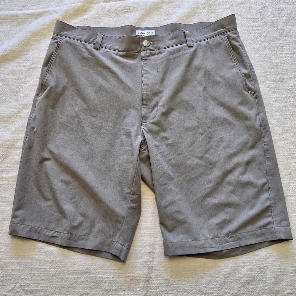 Peter Millar Shackleford Shorts Mens 36 Gray Golf Performance Stretch Chinos